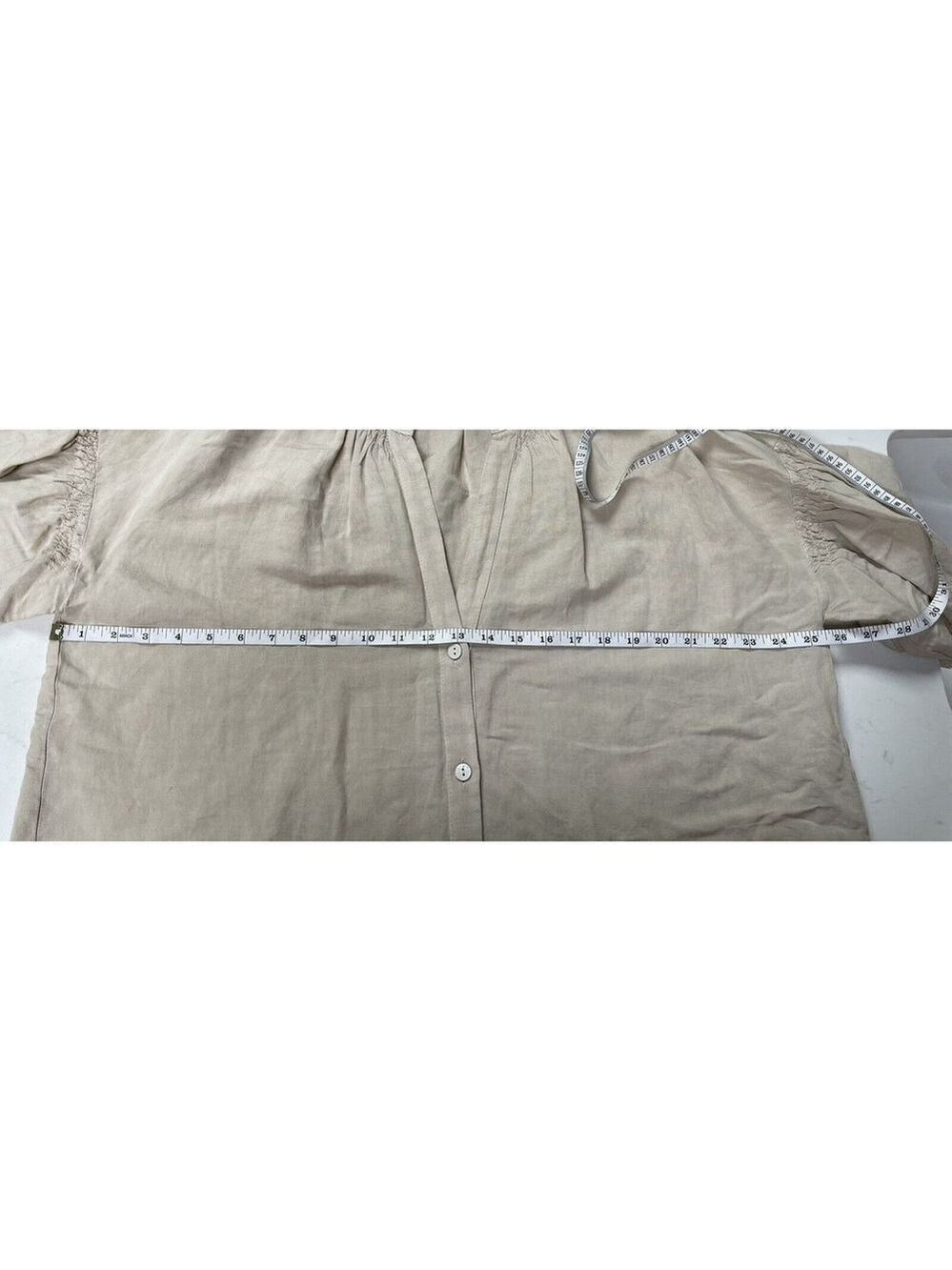 Zara women linen blend shirt tunic button down Beige Natural M and L - Picture 12 of 12